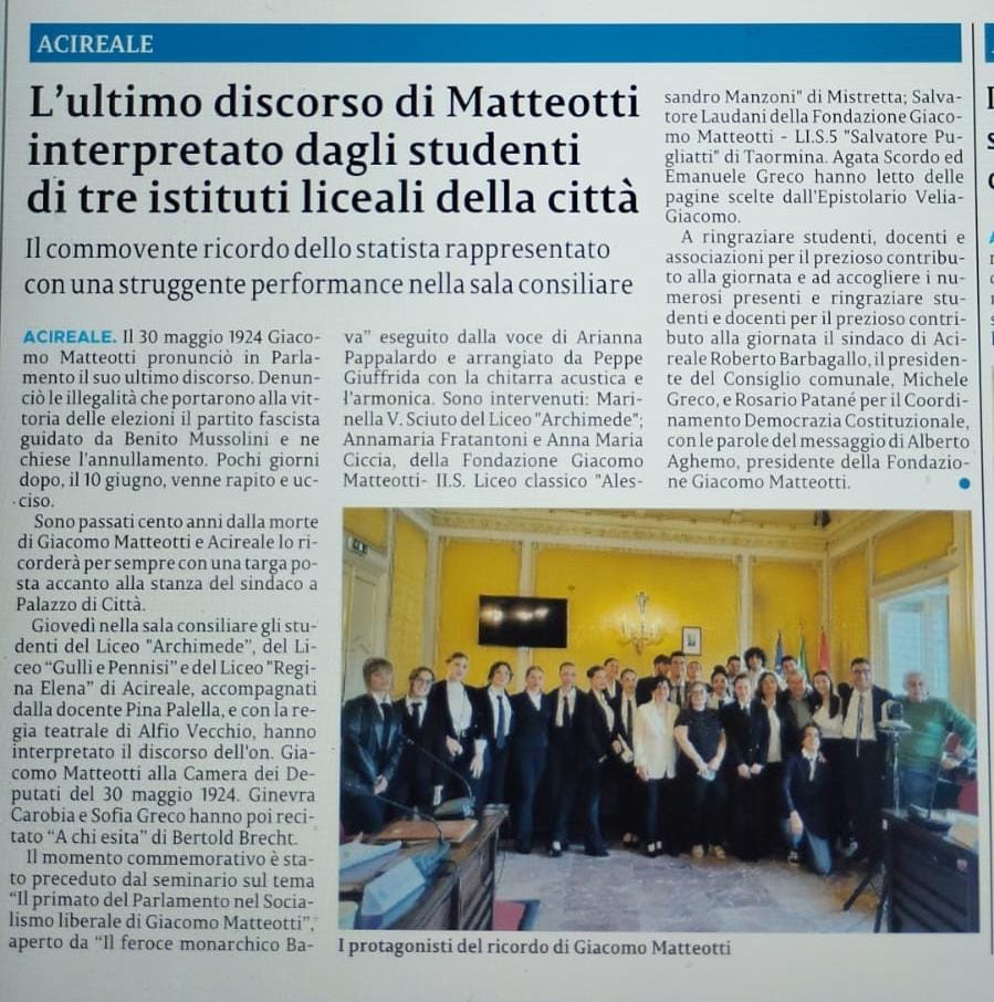 Articolo La Sicilia 31 maggio 2024